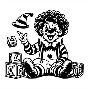 recommend clip art: Clown black outline illustration.