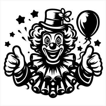 recommend clip art: Clown black outline illustration.