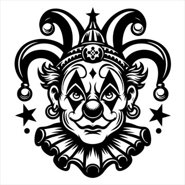 recommend clip art: Clown black outline illustration.