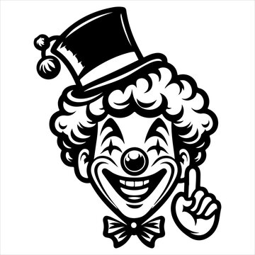 recommend clip art: Clown black outline illustration.