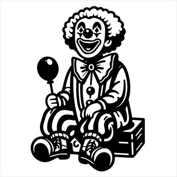 recommend clip art: Clown black outline illustration.