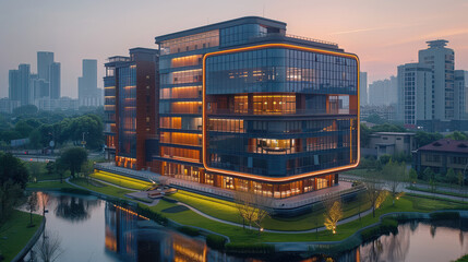 modern new building, high-rise building created with Generative AI technology