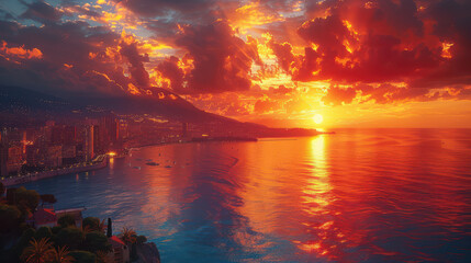 Monaco city skyline created with Generative AI technology