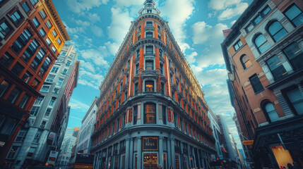 Fototapeta premium photo of a building in a lively urban setting created with Generative AI technology