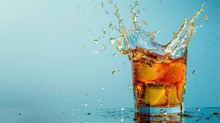 Alcoholic drink with ice, cocktail, splash, rum, liquor