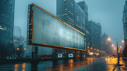Naklejka premium Urban billboard mockup mounted on a concrete wall in a city environment created with Generative AI technology