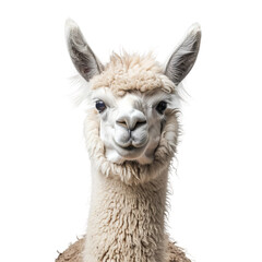 close up of a llama isolated on white, PNG