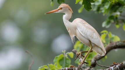 White Egret Perched on a Branch