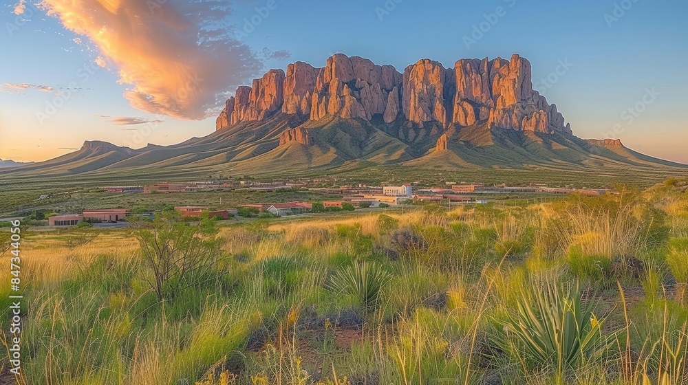 Wall mural majestic desert sedona arizona evening landscape with sunsetting light on iconic red rock formations