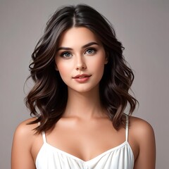 Obraz premium Portrait of a Beautiful Young Woman with Pristine Skin, Highlighting Face Care, Cosmetology, and Spa