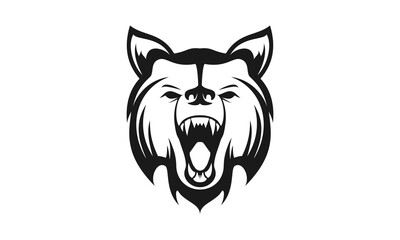 Bear head with sharp teeth illustration design vector