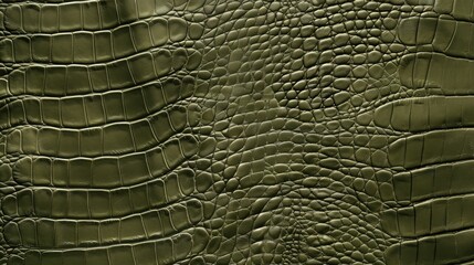 Texture resembling alligator skin in olive green faux leather vinyl