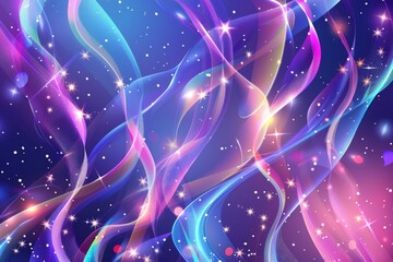 Abstract Colorful Neon Light Waves Background