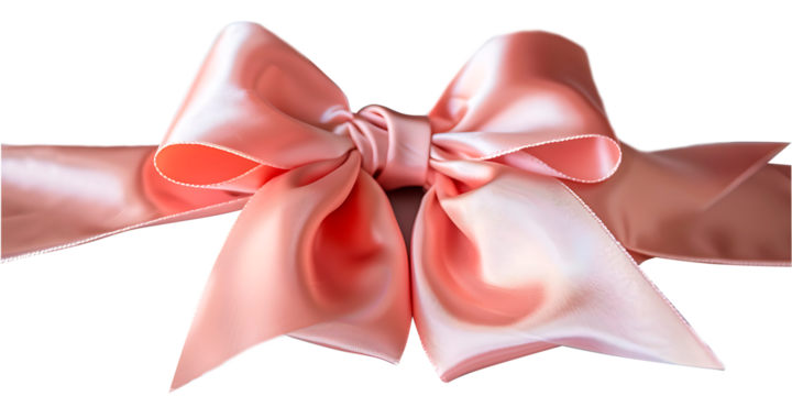 Pink bow for gift, anniversary, Valentine's Day, birthday. Transparent background, PNG format