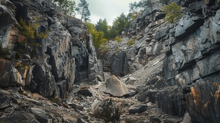 Fototapeta premium Quarry landscape and rocky surfaces
