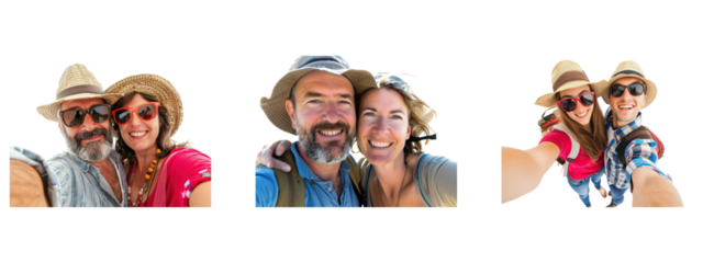 A couple selfie isolated on white transparent background, PNG File. Perfect for clipart