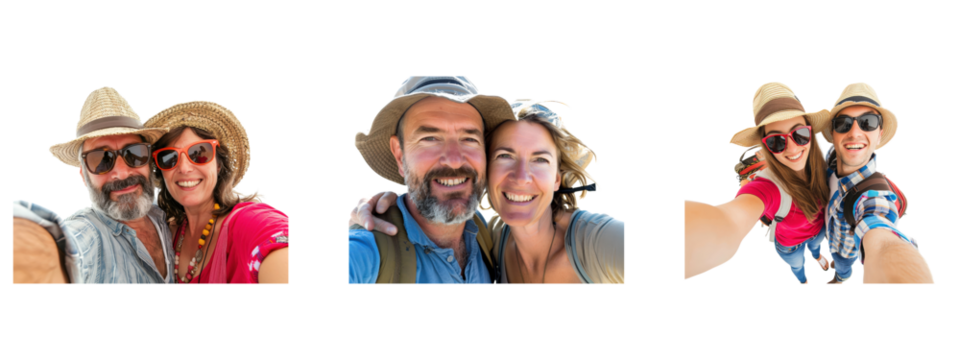 A couple selfie isolated on white transparent background, PNG File. Perfect for clipart
