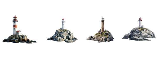 A lighthouse isolated on white transparent background, PNG File. Perfect for clipart