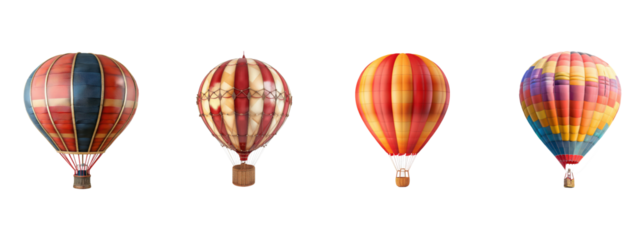 A hot air balloon isolated on white transparent background, PNG File. Perfect for clipart