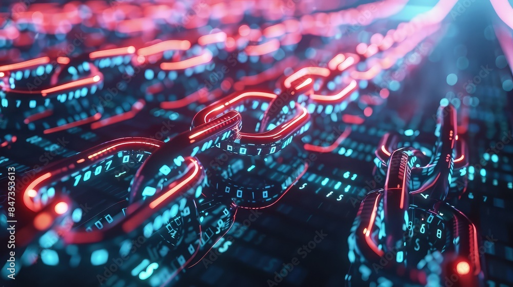 Aufkleber abstract image of glowing blue and red lines of a computer circuit board.