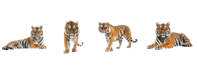 A tiger isolated on white transparent background, PNG File. Perfect for clipart