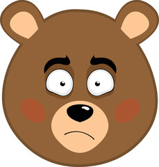 vector illustration face brown bear grizzly cartoon, with facial brush and an embarrassing expression