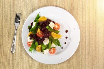 Greek tasty Vegetable salad with cheese,