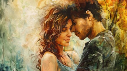 A young couple deeply enamored with each other