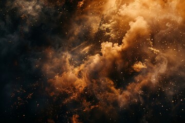 Obraz premium A swirling nebula of gold and brown dust with a scattering of stars