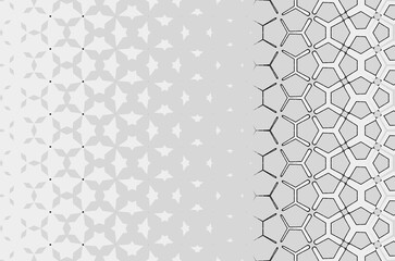 A pattern of squares and circles is shown in different shades of gray