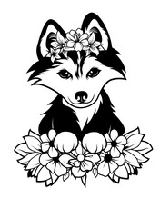 Cute Floral Fox | Flower Fox | Woodland Animal | Forest Animal | Cute Forest Wildlife | Safari and Wild Decors | Original Illustration | Vector and Clipart | Cutfifle and Stencil