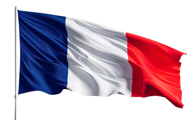 Obraz premium The French national flag, Le Tricolore, waving majestically on a transparent background.