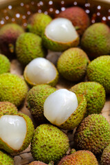 Fresh lychee fruit. Juicy exotic fruit.