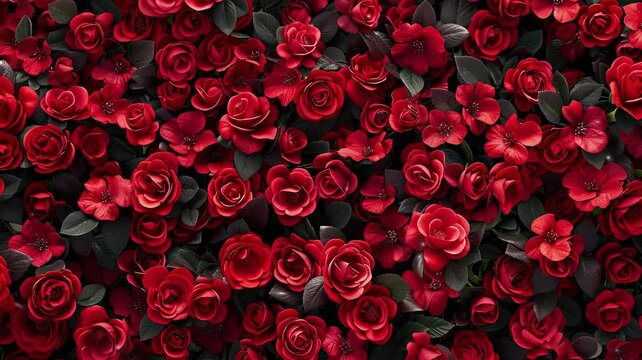 background of blooming red roses