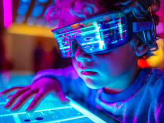 Child Exploring Interactive Digital Interface