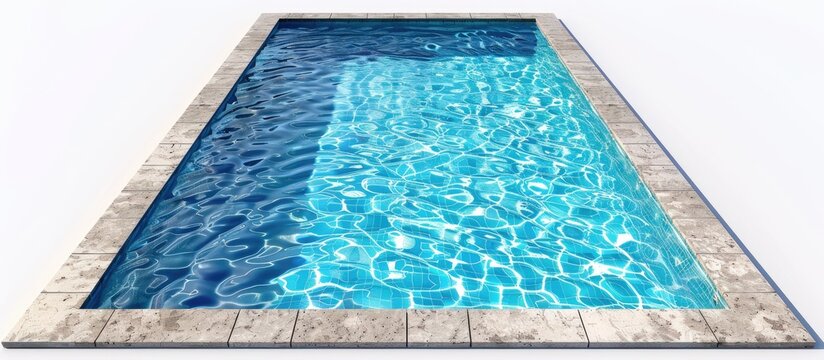 Isolated Rectangular Swimming Pool with Blue Water