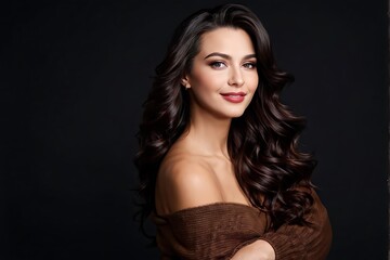 Naklejka premium Portrait of a Beautiful Young Woman with Pristine Skin, Highlighting Face Care, Cosmetology, and Spa