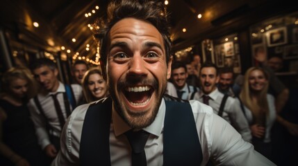 Workplace celebration - corporate party fun, vibrant atmosphere, interactive games, collective enjoyment of a corporate event that boosts morale and strengthens team spirit.