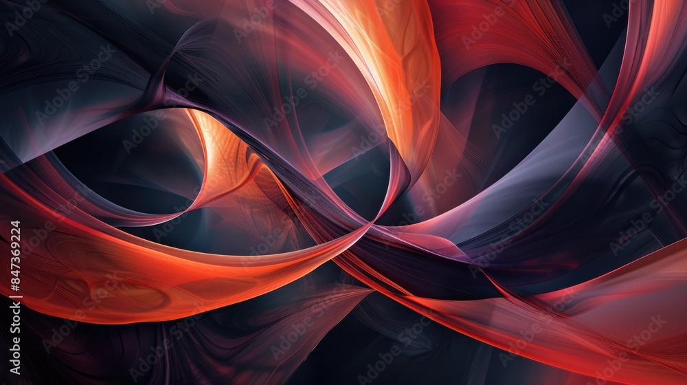 Poster a dark abstract background with red and orange glowing waves aig51a.