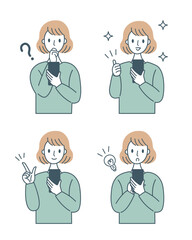 スマートフォンを操作する女性のイラストセット