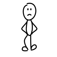 Stick man in various poses and expression hand drawn vector