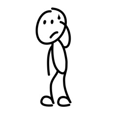 Stick man in various poses and expression hand drawn vector