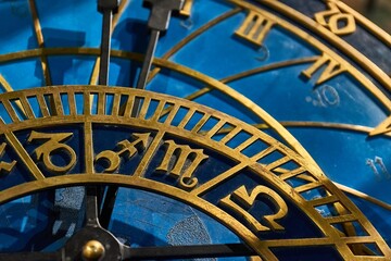 Old astronomical clock detail
