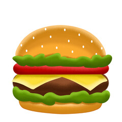 PNG. Cute burger design - isolated on transparent background