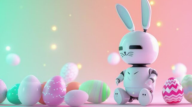 cute friendly rabbit robot
