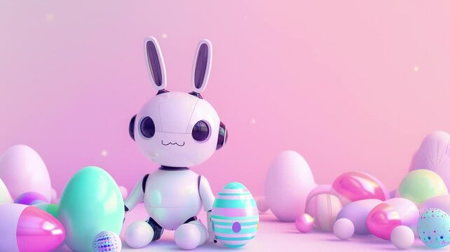 cute friendly rabbit robot