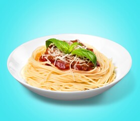 Spicy tasty pasta noodles in a plate