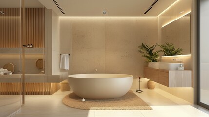 Cozy Beige Bathroom with Tub