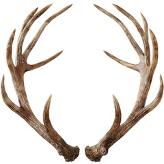 High-quality image of symmetrical deer antlers facing each other on a transparent background, ideal for design and decoration projects.