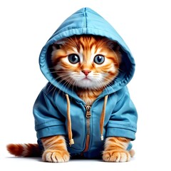 a cute cat, hoody isolated on a background